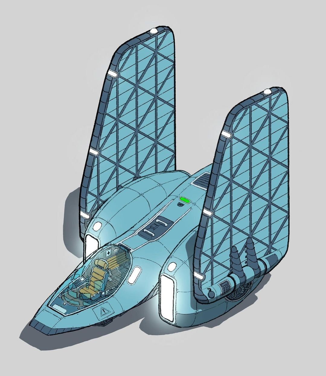 Spaceship Study, 2023, Digital, 8.5″ × 11″