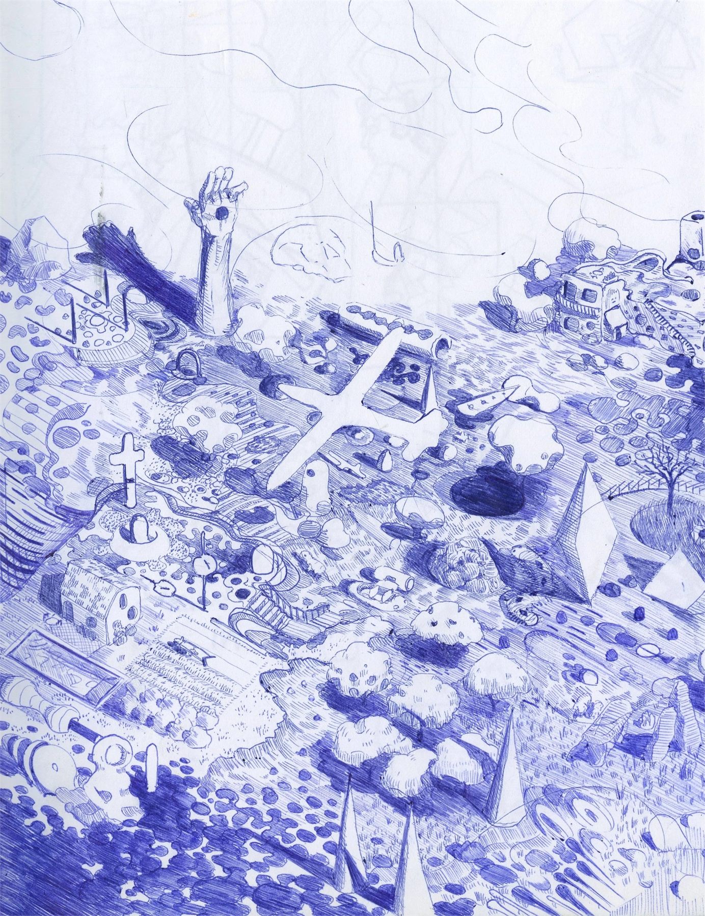 Bird's Eye, 2024, Ballpoint pen on paper, 8.5″ × 11″